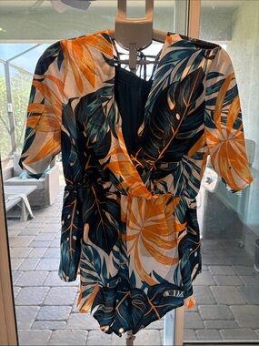 2pc Tropical Shirt with Elastic Waistband Shorts (XL)